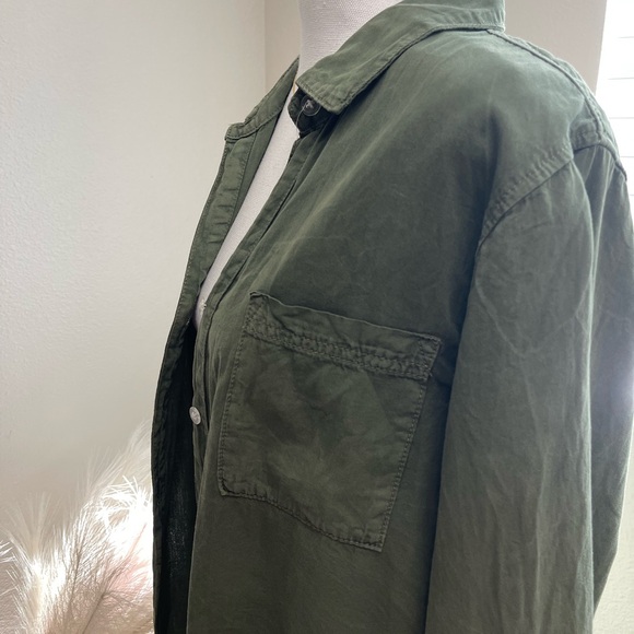 100% Cotton Army Green Tunic Fringe Button Up - Picture 4 of 9